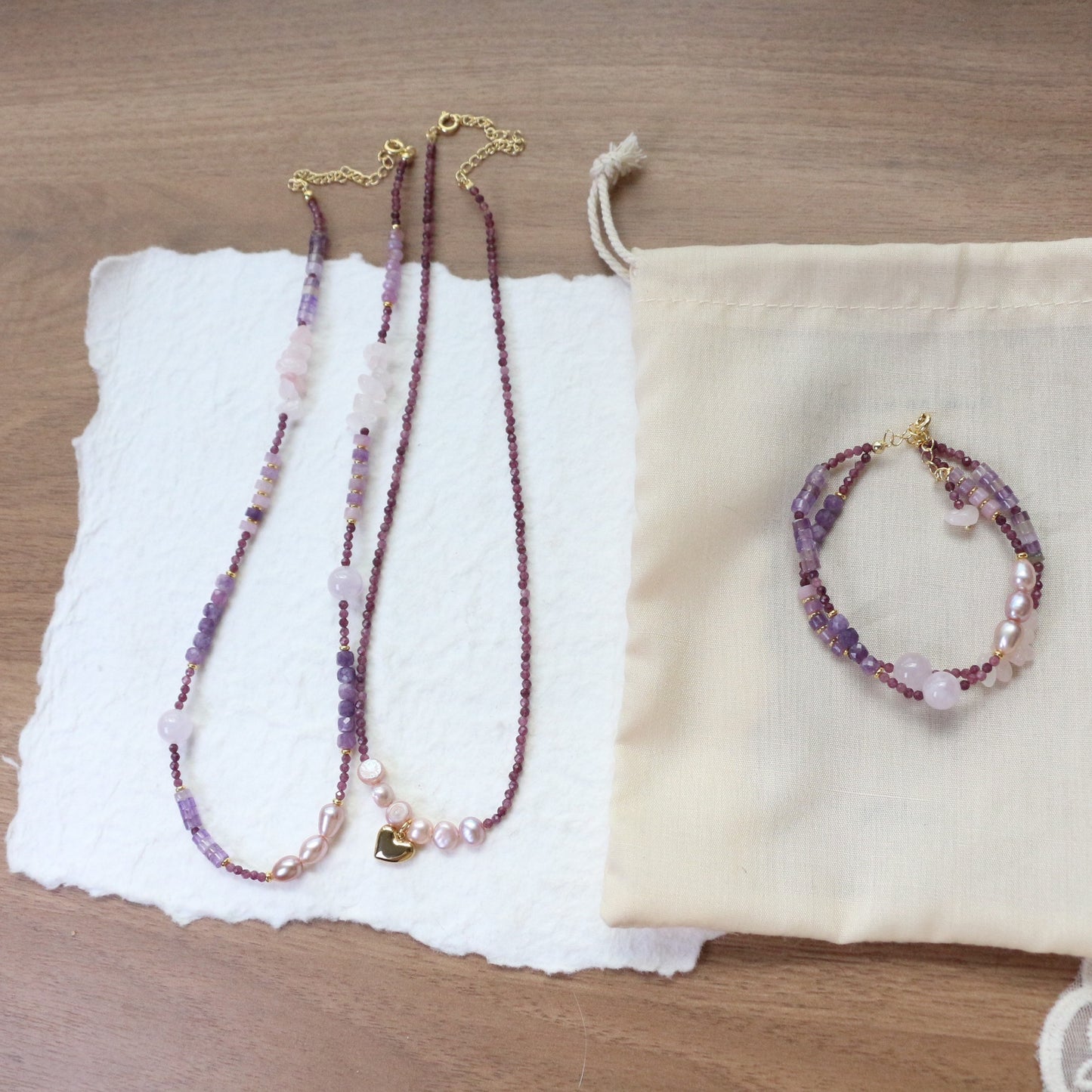 Pearls and amethyst